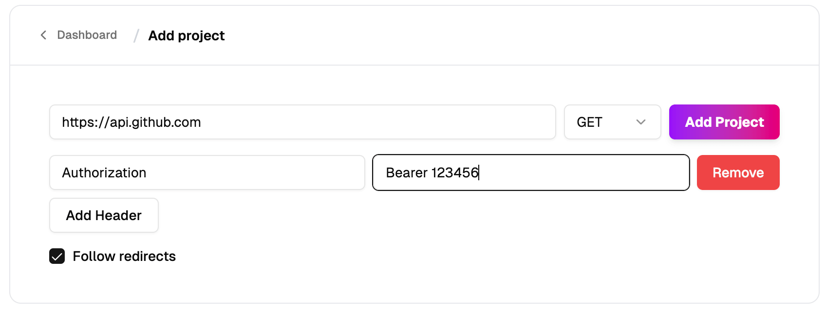 Monitor creation form showing URL input, HTTP method selector, and check interval setting